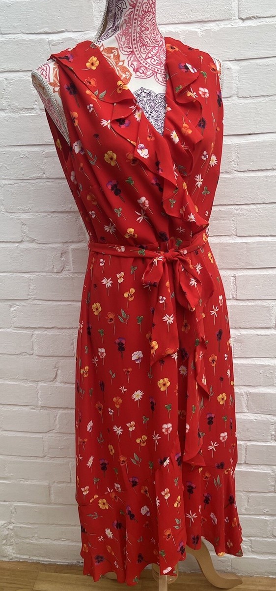 New Phase Eight Alanna Floral Dress UK 14 Orange/Red Belted Wedding Party |  eBay