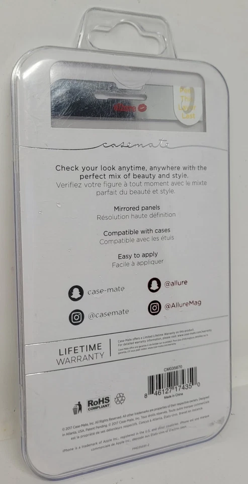 Case-Mate Allure Screen Protector For iPhone 8 Plus / 6/7 Plus. Mirrored Glass - Image 2 of 2