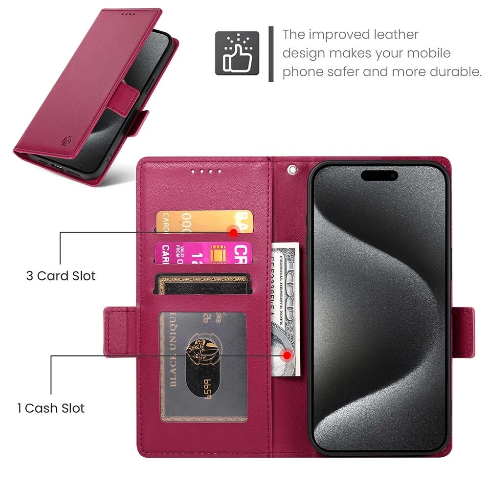 Luxury Magnetic Leather Flip Wallet Case for iPhone 11 12 13 14 15 Pro