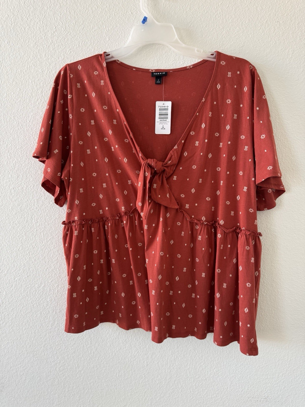 NWT Burnt Orange Bow Front Blouse Size 2 Perfect with Shorts or Jeans for Summer