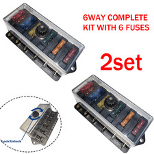 2x New Blade Fuse Box 6 Way Waterproof Fuse Holder Block For Bus Boat SUV Car