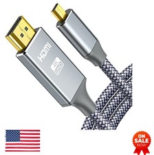 Micro HDMI to HDMI Cable 15FT 4K 60Hz 18Gbps Nylon Braided for Raspberry Pi