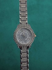 Elegant Silver Watch With Sparkling Crystals