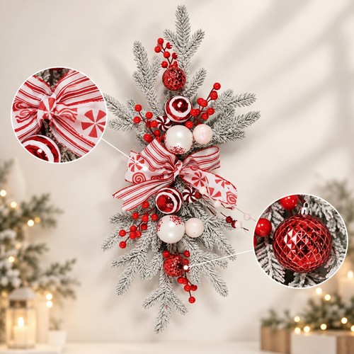 Hängendes Weihnachtszweig-Arrangement pflegeleicht für Treppe - Bild 6 von 9