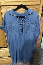 NWT ~ CHAPS Denim Crosstie shirt dress ~ Dark wash ~ XL~ Retail $89