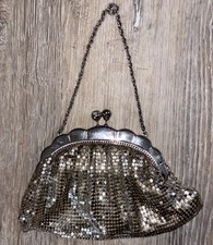 Vintage Silver Tone mesh purse Handbag Party clutch,rhinestone Missing Duramesh