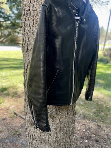 Natal Vintage Leather Cafe Race Biker Moto Jacket Motorcycle Black Punk 38 Small - Picture 5 of 16
