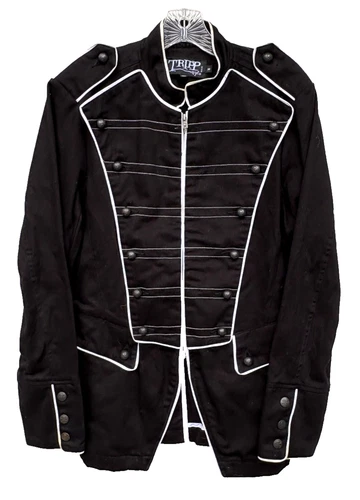 TRIPP NYC Men's Medium Black Military Jacket Full Zip Skull Buttons Gothic VTG - product listing photo