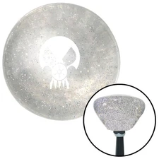 White Skull Gas Mask Clear Retro Metal Flake Shift Knob w/ M16x1.5 Insert Auto