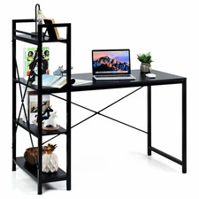 47.5" Computer Desk Writing Desk Study Table Workstation With 4 Tier Shelves