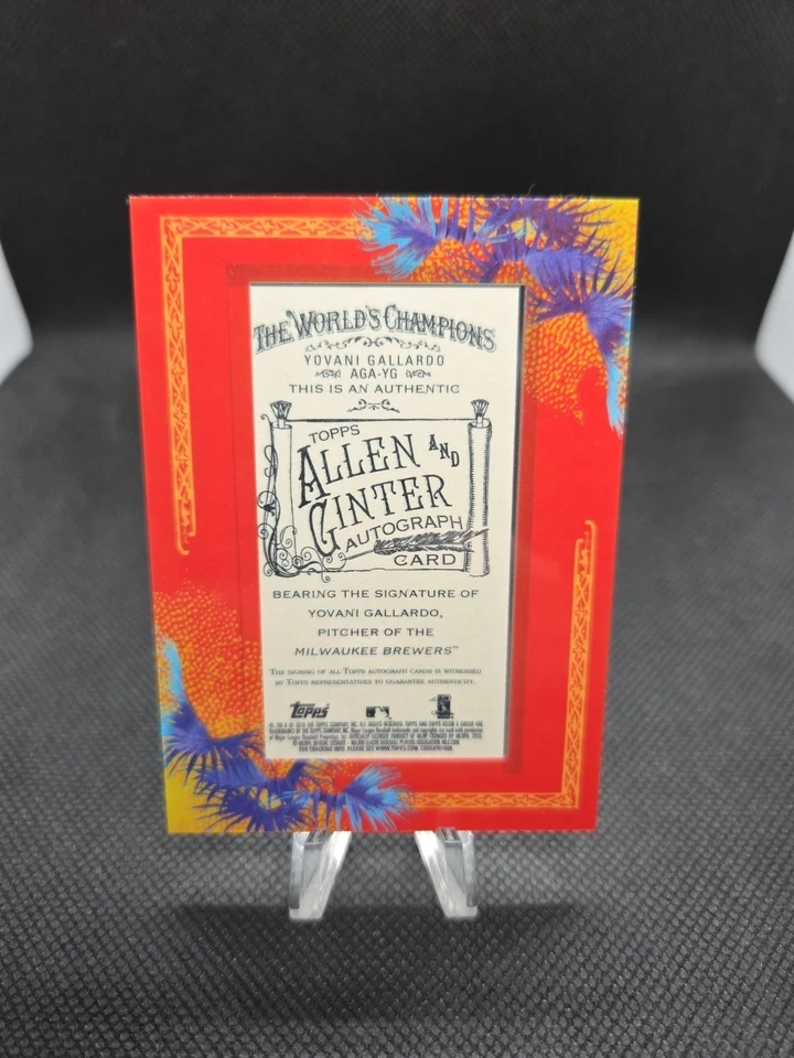 2010 Topps Allen & Ginter Framed Mini Autographs Yovani Gallardo #AGA-YG Brewers - Image 2 of 2