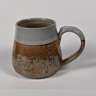 Handmade Studio Pottery Mug Two Tone Glaze Signed Artisan Ceramic 4.25 