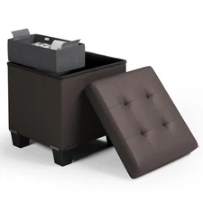 Storage Ottoman Cube with Storage Bin, 15-In Square Ottoman with Storage for ...
