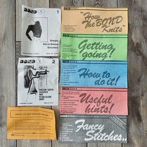 Vintage 80s Bond Knitting Machine Books Manuals 1-5 & Sweater Guides London