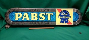 Vintage Pabst Blue Ribbon PBR Lighted Beer Basement Bar Sign Advertising Works!