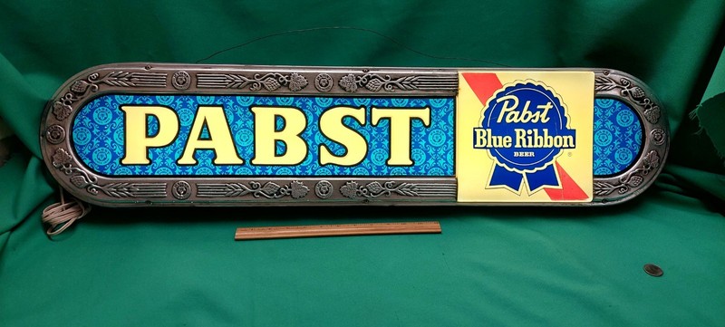 Vintage Pabst Blue Ribbon PBR Lighted Beer Basement Bar Sign Advertising Works!