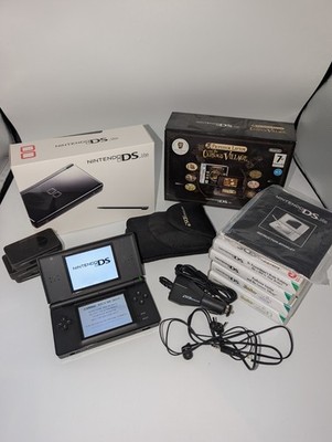 Nintendo DS Lite Schwarz Konsole mit Professor Layton - Tragbares Spielsystem