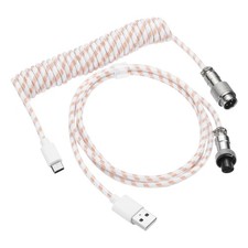 3 m Coiled Keyboard Cable Type-C to USB-A for Gaming Keyboard, White/Orange