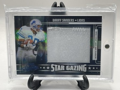 2005 Playoff Absolute Mem Star Gazing Barry Sanders 2clr GU Jumbo Patch #d 2/10