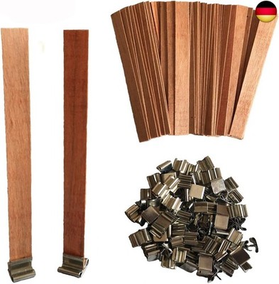 Joyfeel 's Store Pack of 100 Wooden Candle Wicks with Iron Stand Candle Cores