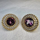 Vintage Earrings Signed Swarovski SAL Gold Tone Costume Jewelry