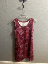 LL Bean Women's Floral Athleisure Tank Dress Zippered Pocket Size XS