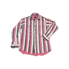 Vintage Wrangler Brushpopper Shirt 16 35 XL Pink Striped Western Rodeo Cowboy