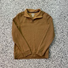 LL Bean 1/4 Zip Pullover Sweatshirt Mens Small Brown Cotton