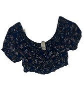 Women  s Blue Off Shoulder Crop Top-Small