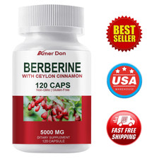 Berberine with Ceylon Cinnamon 5000mg Blood Sugar Heart Health  Immune 120 Caps