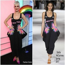 Stella McCartney Olwen Cutout Graphic Jersey Dress 2017 Katy Perry Size 40