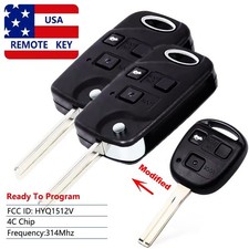 2 For Lexus Es300 Gs300 Is300 1998-2005 Flip Modify Remote Key Fob Hyq1512v - 4c 2 For Lexus Es300 Gs300 Is300 1998-2005 Flip Modify Remote Key Fob Hyq1512v - 4c