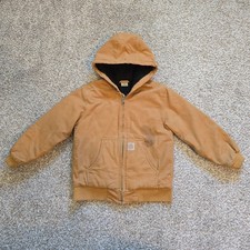Carhartt BRN Brown Jacket Lined Youth Size M 10-12 Hooded