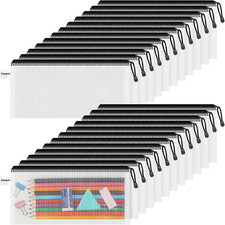 Pencil Pouch 24PCS, 9.3" X 4.7" Mesh Zipper Pouches for Organizing, Bill Size Wa