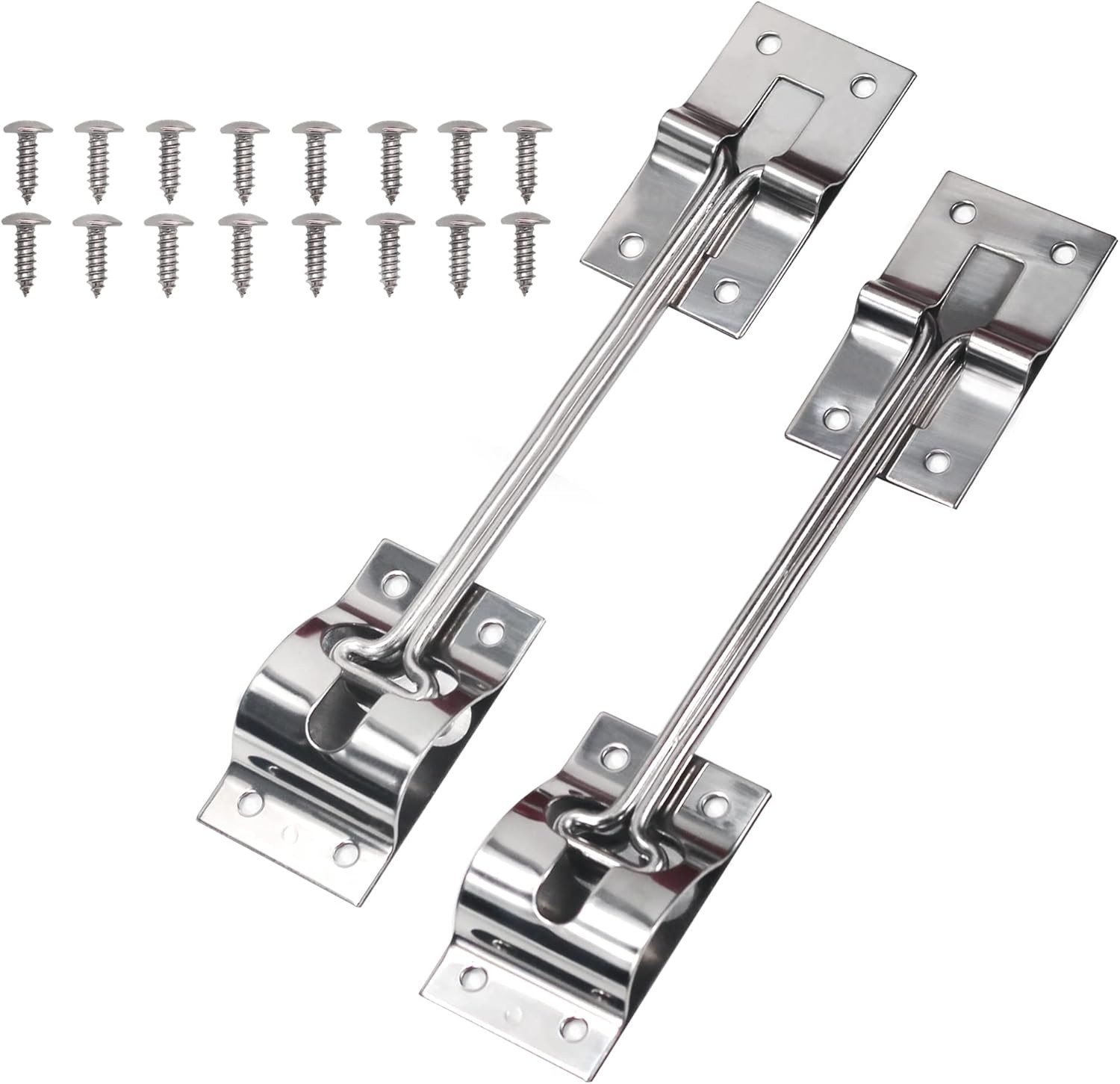 Stainless Steel T-Style Trailer Door Holder Catch 6” with Bracket Screws, 2 Pack