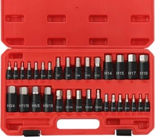 Hex Impact Bit Socket Set, 32-Piece Allen Set SAE and Metric One Size 
