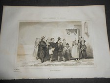 1836 INCISIONE A BULINO TEATRO A NAPOLI MARIONETTE DA  ITALIE PITTORESQUE 