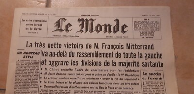 Journal Le Monde - No. 11 284 - May 12, 1981 - Election François Mitterrand