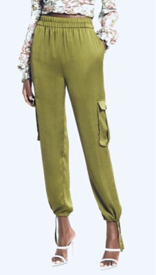 $70 OPEN EDIT of NORDSTROM TIE ADJUSTABLE LEG OPENING  ELASTIC SATIN CARGO PANTS