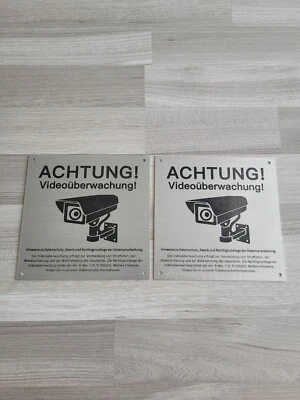 MARKENLOS 🆕2x Alu Achtung Videoüberwachung Schild Alu Schild Videoüberwachung Warnschild