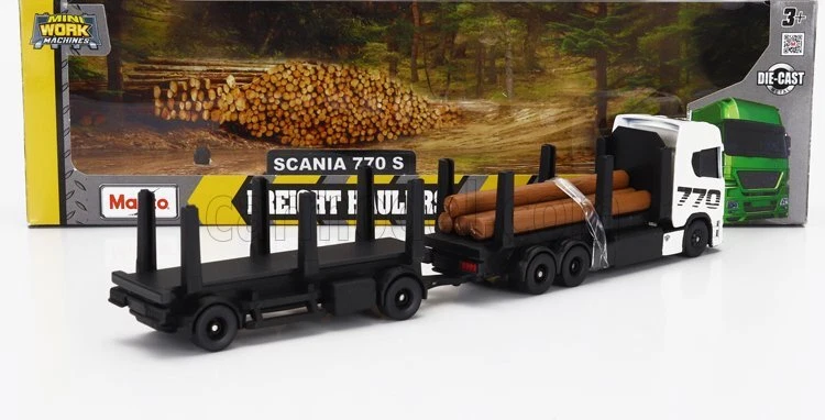 MODELLINO CAMION STATICO MAISTO SCANIA S770 TRASPORTO TRONCHI 2021 BIANCO 1/64 - Immagine 2 di 4