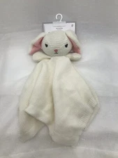 Modern Baby Snuggle Blankie Security Blanket Cream Knit Bunny Rabbit Lovey 18x18