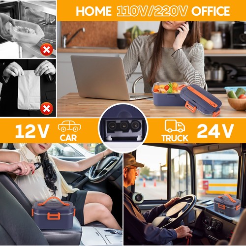 Electric Heating Lunch Box 1.8L, Insulated Food Warmer for Work Home Car Truck - Picture 7 of 15
