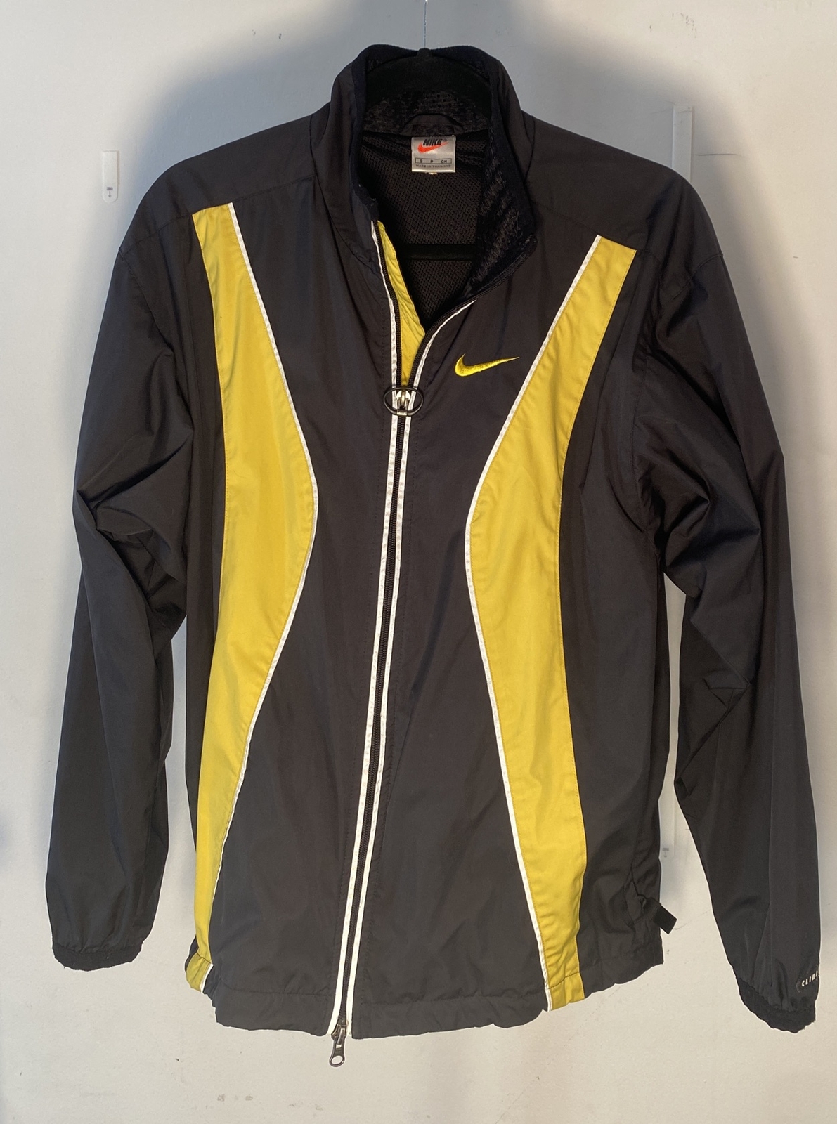 Y2K Vtg Nike Small Mens Yellow Black Reflective Red ✅ Jacket Windbreaker  56323