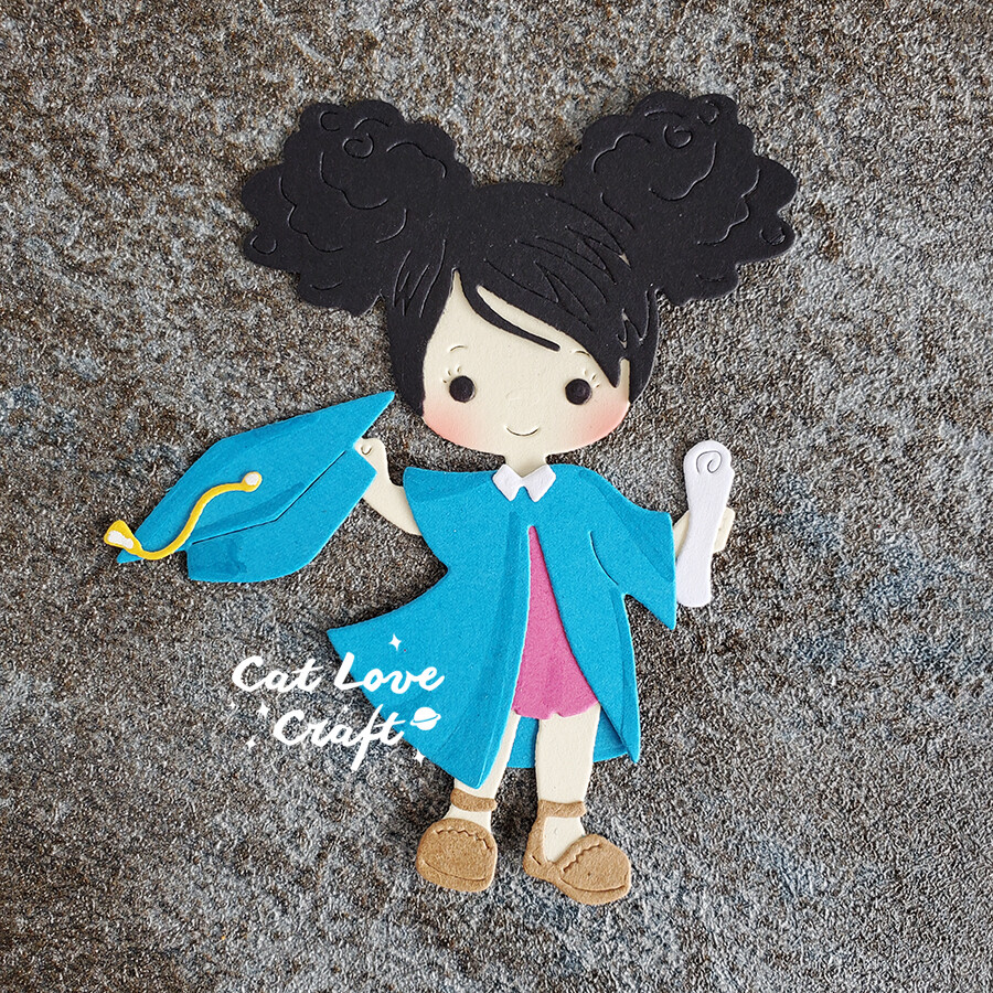 Happy Girl Graduate Metal Cutting Dies Scrapbooking Stencil Die Cuts Card Craft