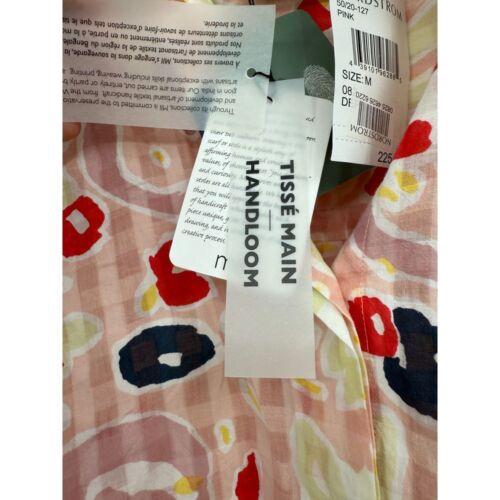 Mii Aux Cyclades Pink La Salade Grecque Button Short Sleeve Shirt NWT Sz M $225 - Picture 8 of 9