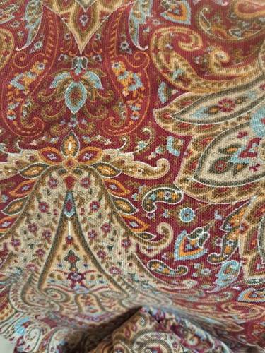 Tommy Hilfiger PILLOW SHAM (2) Paisley - Deep Colors Red Mustard Blue A PAIR - Picture 5 of 6