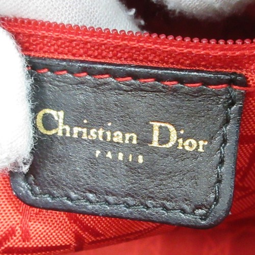 CHRISTIAN DIOR Lady Cannage Hand Tote Bag Leather Black Gold Italy M780 - Picture 19 of 21
