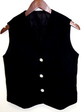 C9 Vintage Fine Black Genuine Suede Leather Vest 8 Rhinestone Buttons Lined