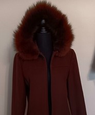 Macintosh Fox Fur Hood Finland Origin Wool/nylon Body Chocolate Brown Coat